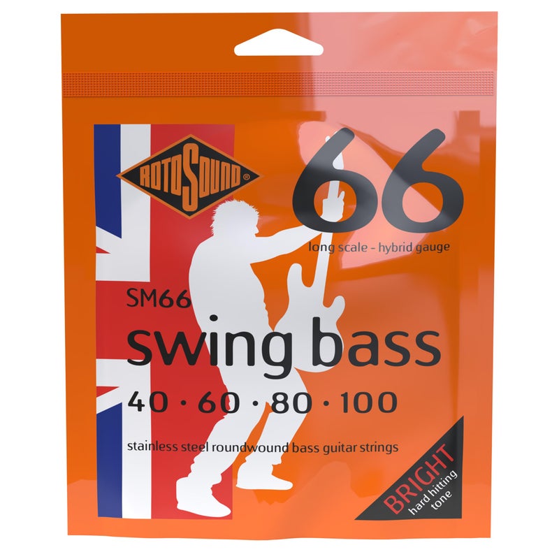 Rotosound SM66 Swing Bass 66 Stainless Steel Hybrid Bass Guitar Strings (40 60 80 100)